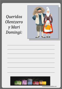 Carta para escribir a Olentzero y Mari Domingi para descargar gratis 