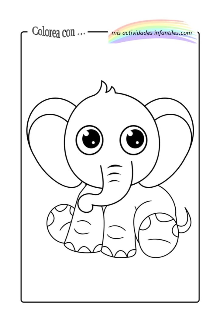 Dibjujos para colorear e imprimir infantiles elefante