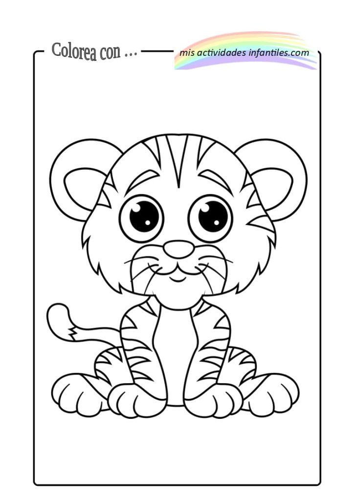 Dibjujos para colorear e imprimir infantiles tigre