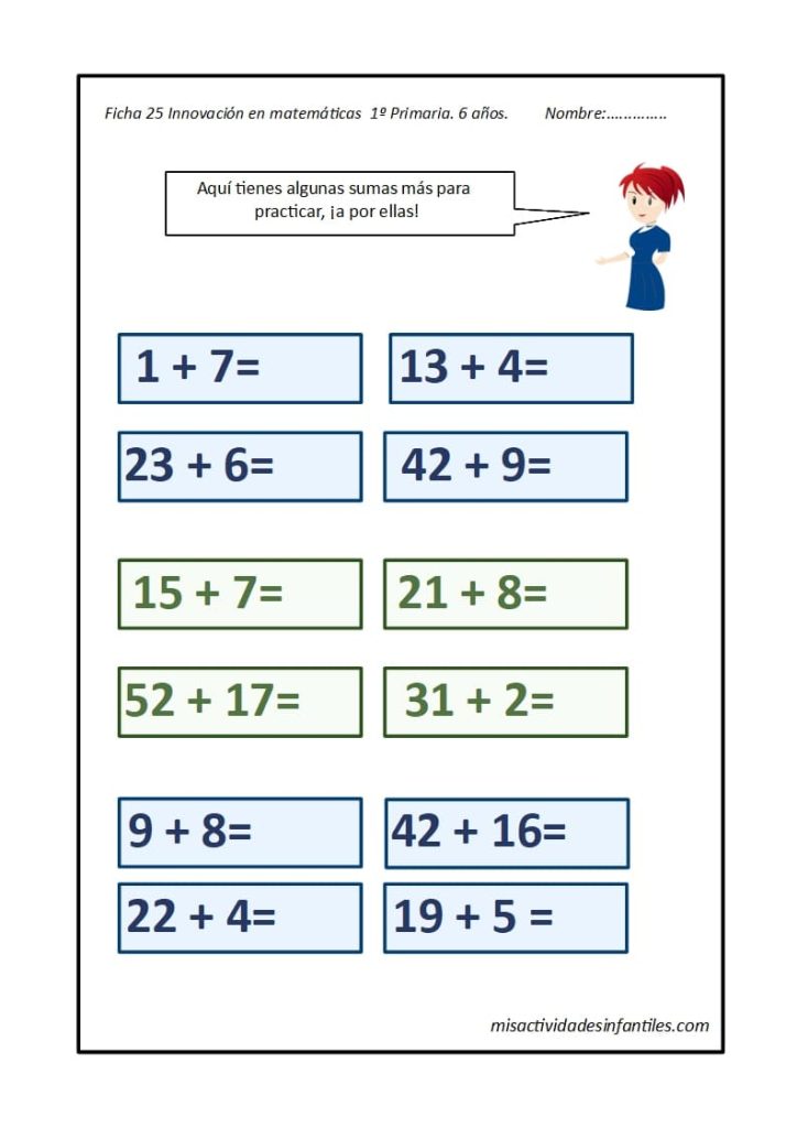 Fichas de sumas con Innovamat innovación en matemáticas para descargar para niños de 6 y 7 años 11
