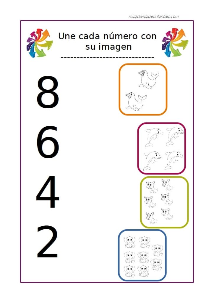Fichas infantiles seleccionar números aprender 4 años 5
