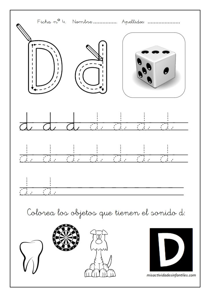 Fichas para aprender las letras para los niños para descargar gratis letra D