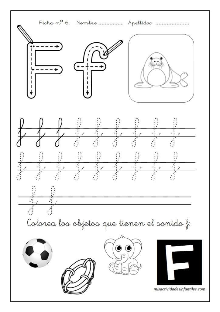 Fichas para aprender las letras para los niños para descargar gratis letra F