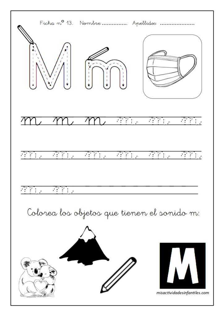 Fichas para aprender las letras para los niños para descargar gratis letra M
