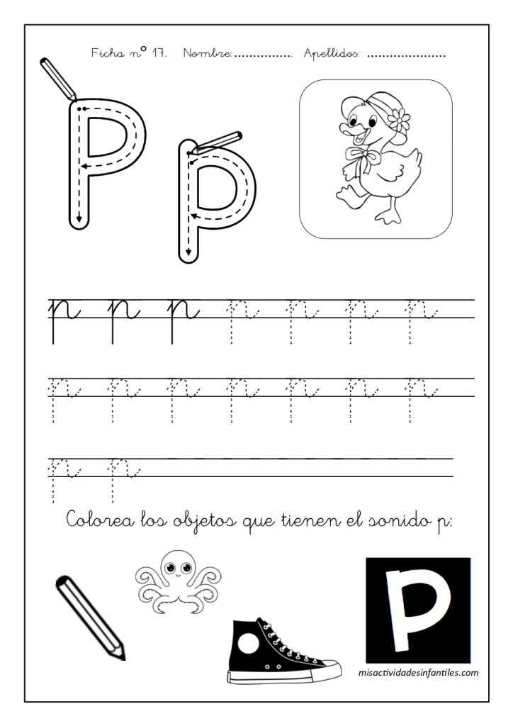 Fichas para aprender las letras para los niños para descargar gratis letra P