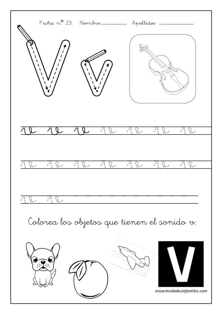 Fichas para aprender las letras para los niños para descargar gratis letra V