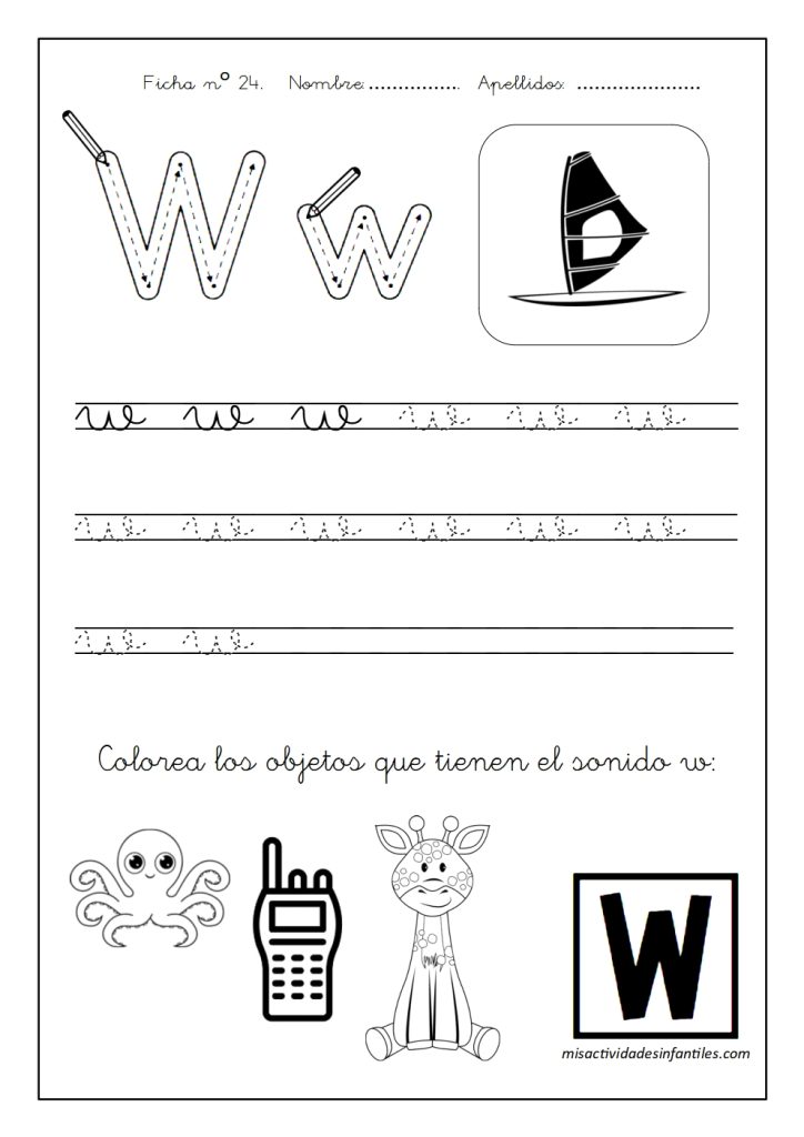 Fichas para aprender las letras para los niños para descargar gratis letra W