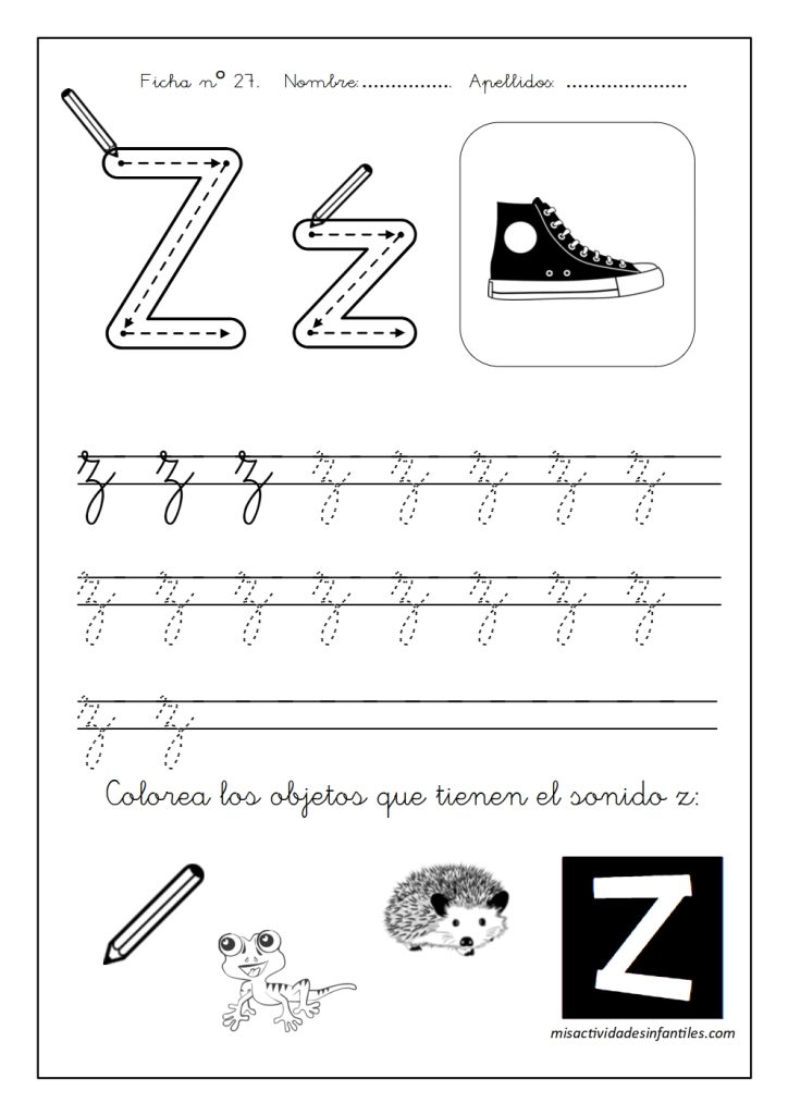 Fichas para aprender las letras para los niños para descargar gratis letra Z