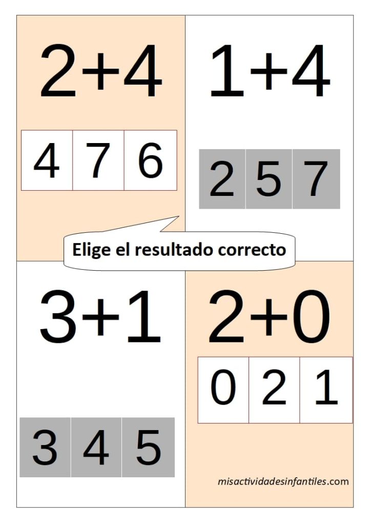 fichas gratis para descargar para aprender  a sumar para niños de 4 años con números