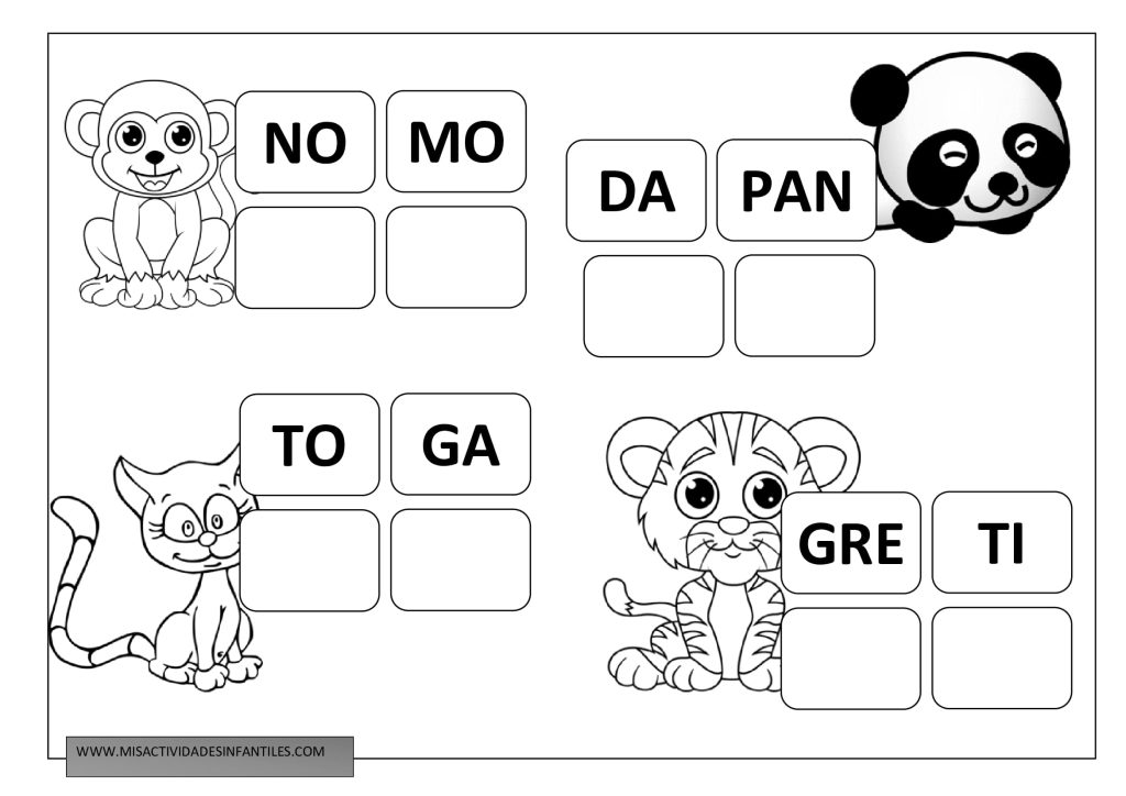 Aprender a leer con fichas ordenando las sílabas